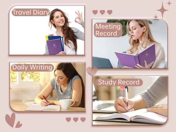 CAGIE Lined Journal Notebook for Women Girls, A5 Hardcover Linen Journals For Writing 256 Pages, Aesthetic Womens Diary, Gifts 8.3'' x 5.7'' Purple