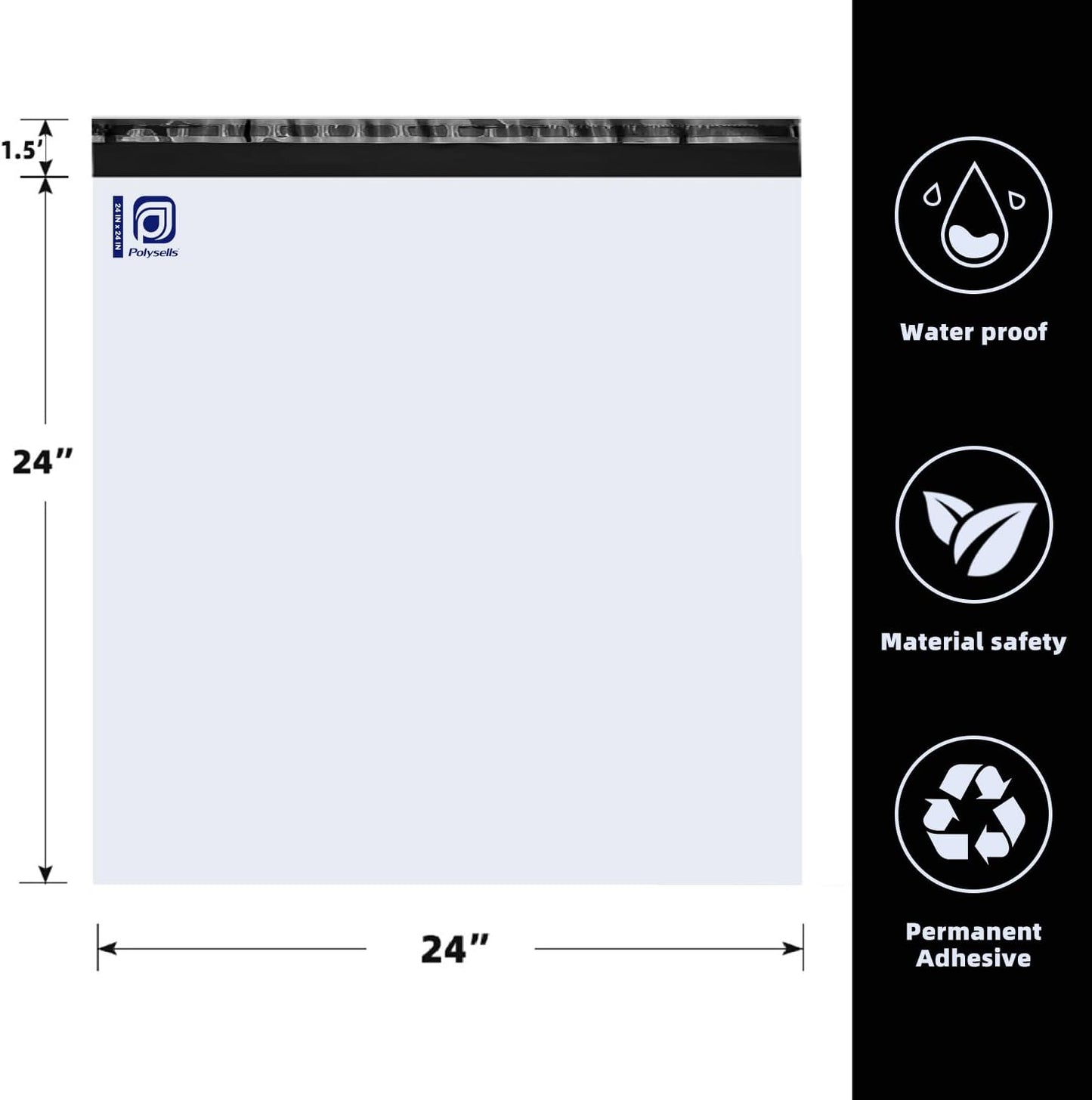 POLYSELLS 25 pcs 24x24 Inches White Poly Mailers Shipping Envelopes, Strong Adhesive Sealing, Waterproof, and Tear-resistant Postal Mailing Bags for Clothing, Books, and Accessories