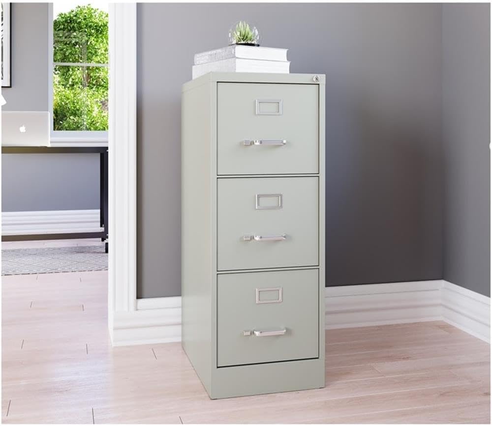 UrbanPro 3 Drawers 40.19" Vertical Light Gray Metal Filing Cabinet Lockable Pre-Assembled Stationary Letter Size for Home, Office