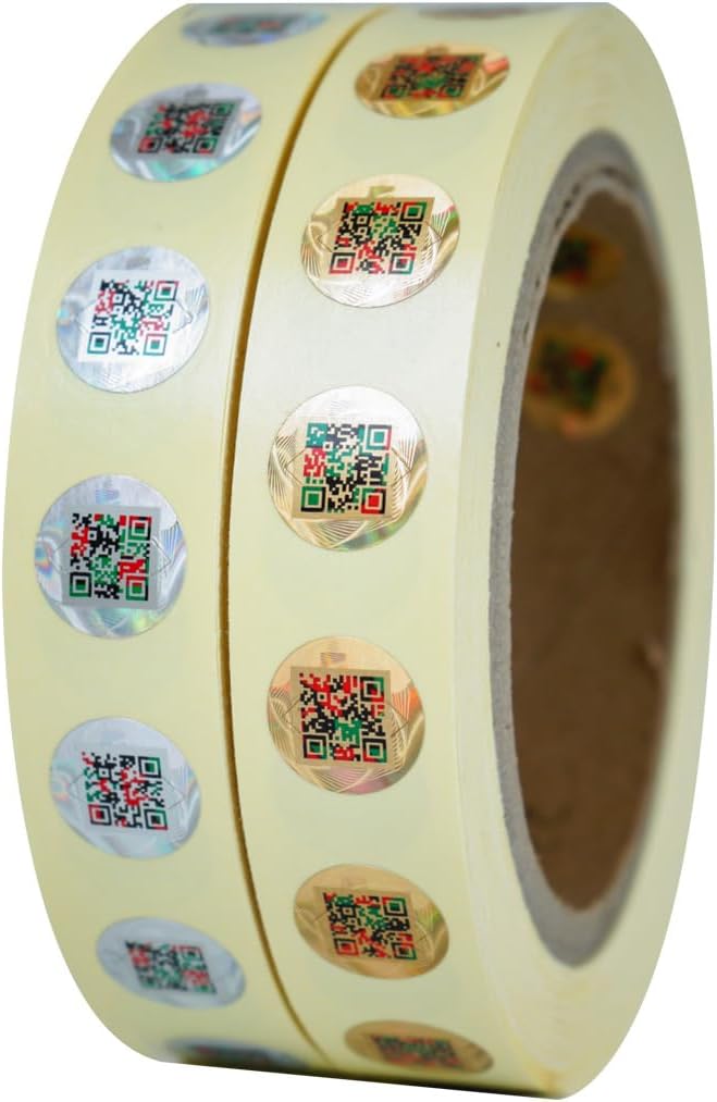 Holographic Anti-Counterfeit QR Code Labels 15 * 15mm Tamper Proof Original Genuine Security Tag Package Round Authentic Self-Adhesive Label QR Code Stickers