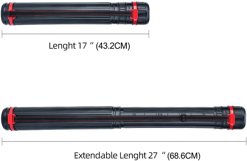 TRANSON 2-Pack Small Poster Tube Storage 17“ to 27” Extendable for Documents Blueprints Artworks Scrolls