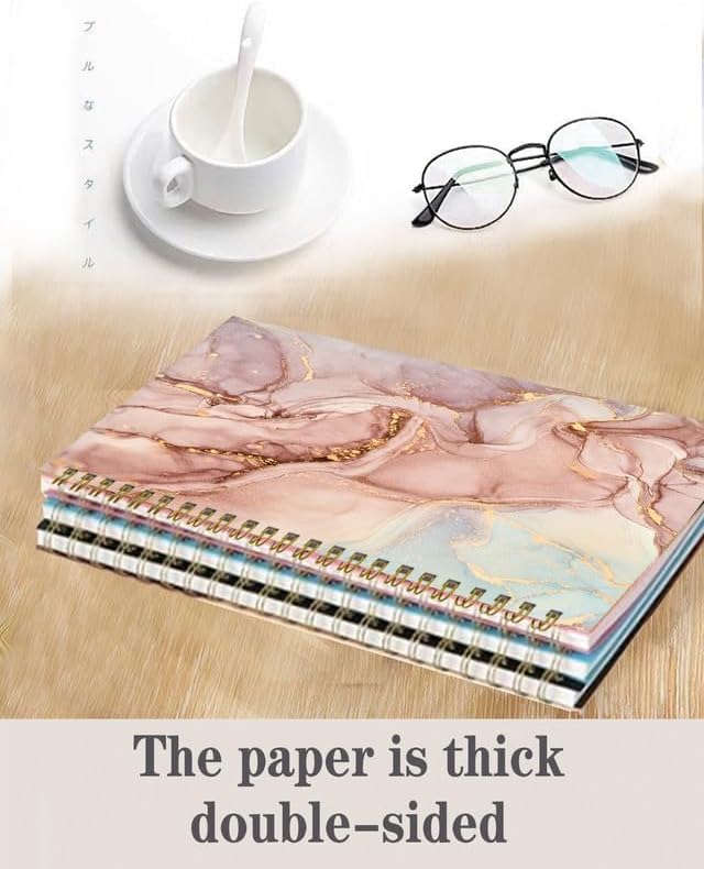 Spiral Journal Notebook,A5 Hardcover Lined Journals for Women Girl 6 x 8.3 in,120 Pages Thick Paper,Cute College Ruled Writing Notebook for Gifts Office Work School(Light Pink Marble)
