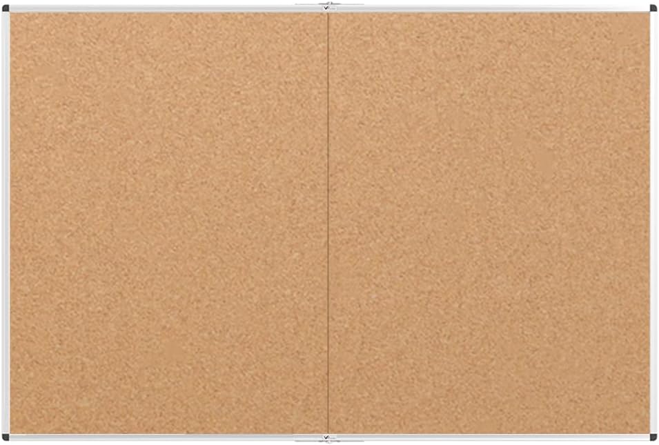 VIZ-PRO 60" x 36" Large Cork Bulletin Board, Foldable & Wall-Mounted Notice Pin Board with Silver Aluminum Frame, for School Home Office - 5' x 3' Corkboard