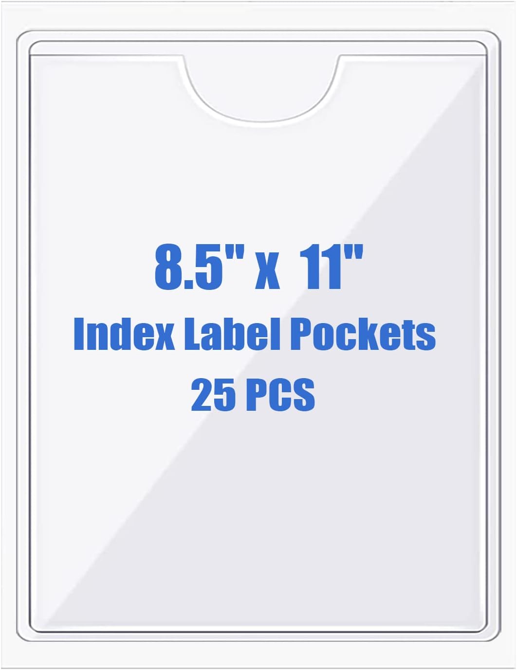 Origin-Joy 25 PCS Self-Adhesive Index Label Pockets, Clear Plastic Peel & Stick Card Holders with Top Open for Loading (8.5 x 11 inch)