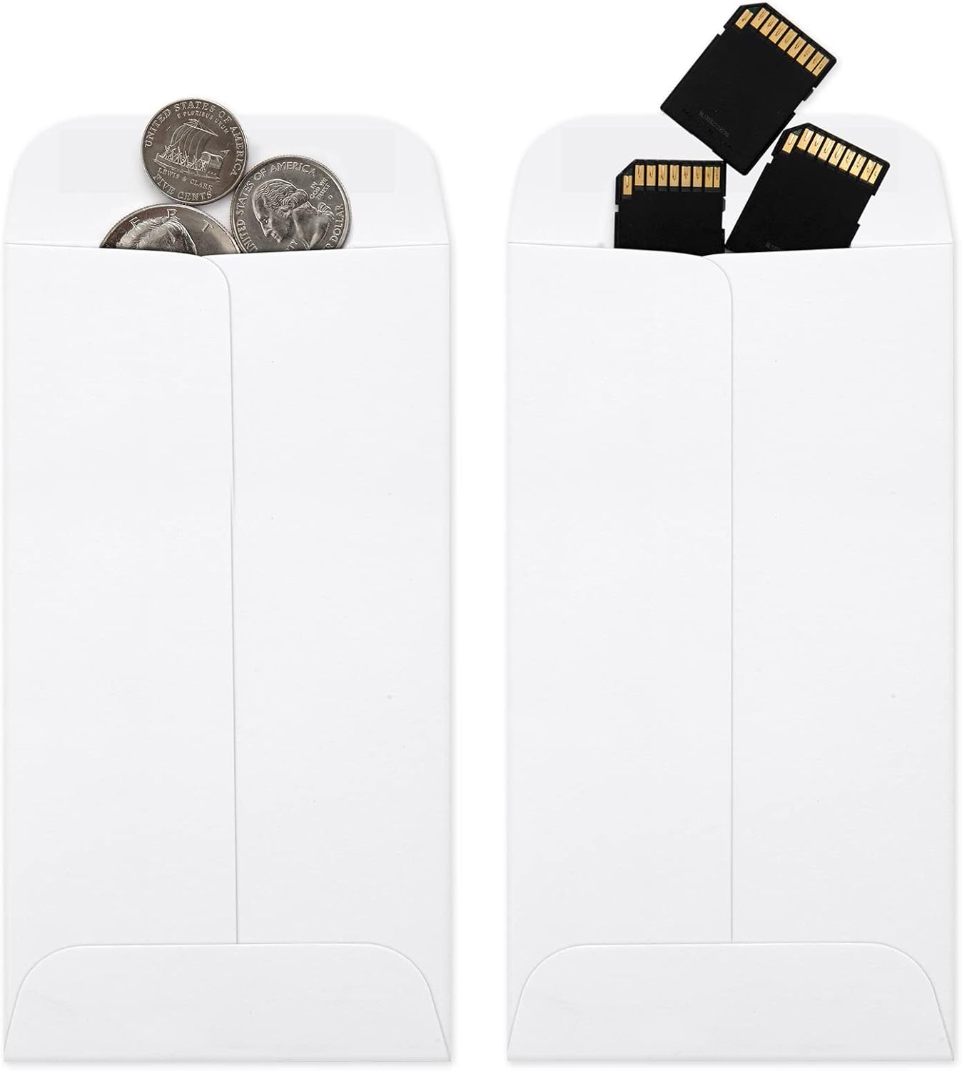 ValBox 3.5x6.5 Money Envelopes, White Kraft #7 Coin Envelopes, Small Parts Envelope with Gummed Flap for Seed, Cash, Budgeting (Pack of 100)