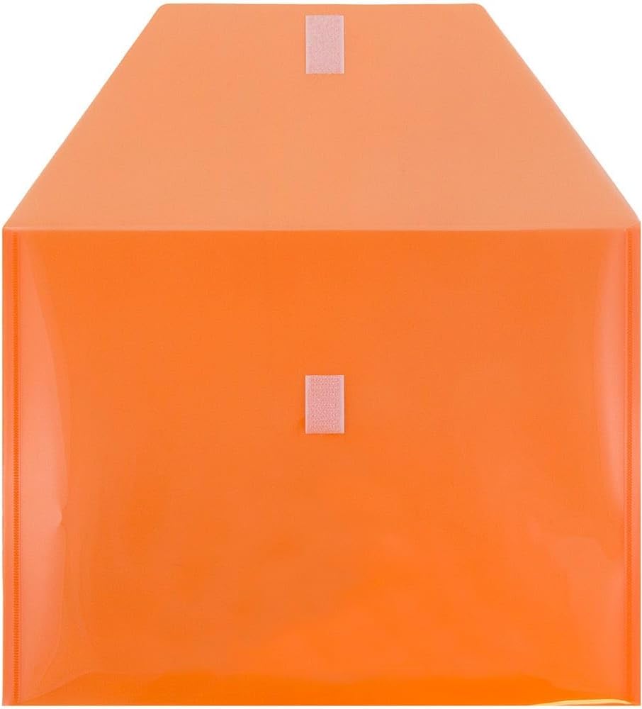 JAM PAPER Plastic Envelopes with Hook & Loop Closure - Letter Booklet - 9 3/4 x 13 - Orange - 3/Pack