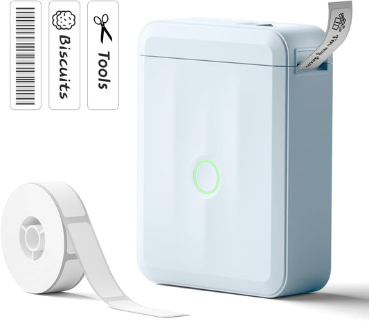 NIIMBOT Label Maker Machine Bluetooth Label Printer for School Home Office Organization,Wireless Mini Labeler D110 Upgraded Version, Label Machine with Label, Light Blue