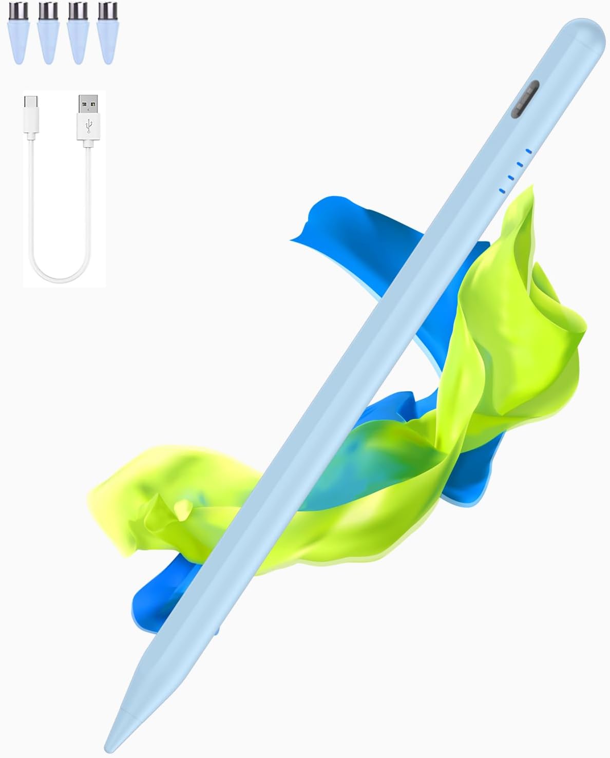 Stylus Pen for Android and iOS Touch Screen Pen,Tablet Pencil with 4 Pom Tip,Magnetic Phone Stylus Compatible with Samsung/Huawei/Lenovo/Mi/Vivo and Other Android Smartphone and Tablet Devices- Blue