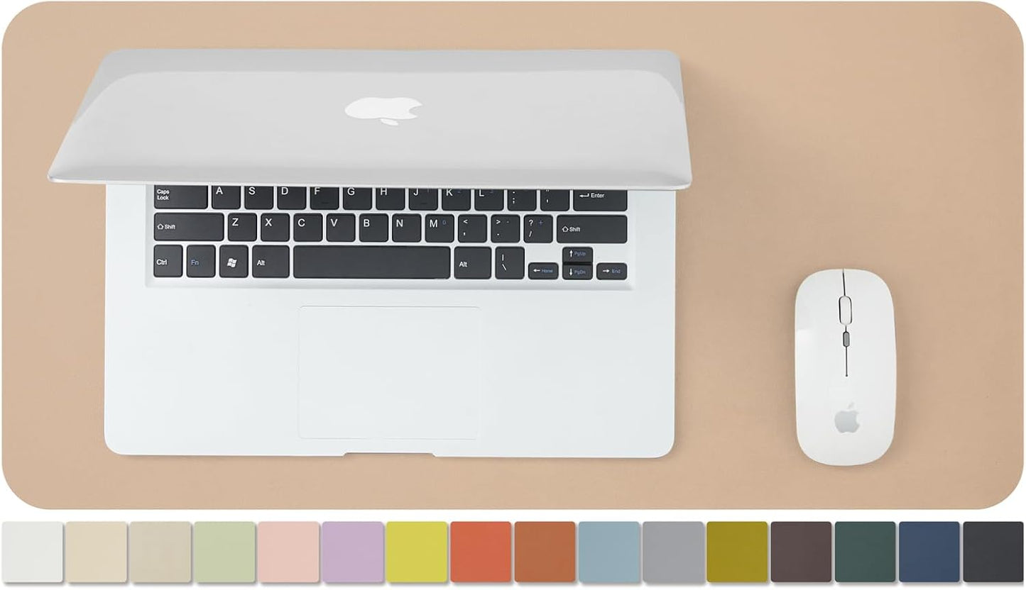 Compact Leather Desk Mat - Small Non-Slip PU Desk Pad for Office and Home - Desk Organization and Accessories - Ideal for Large Mouse Pad and Small Desk Mats on Top of Desks (Apricot,23.6"x 11.8")
