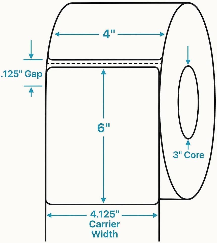 Compulabel 4" x 6" Direct Thermal Labels, White, 3" Core, Perforated, Permanent Adhesive, 1 Rolls, 1000 Labels per roll, 1000 Total