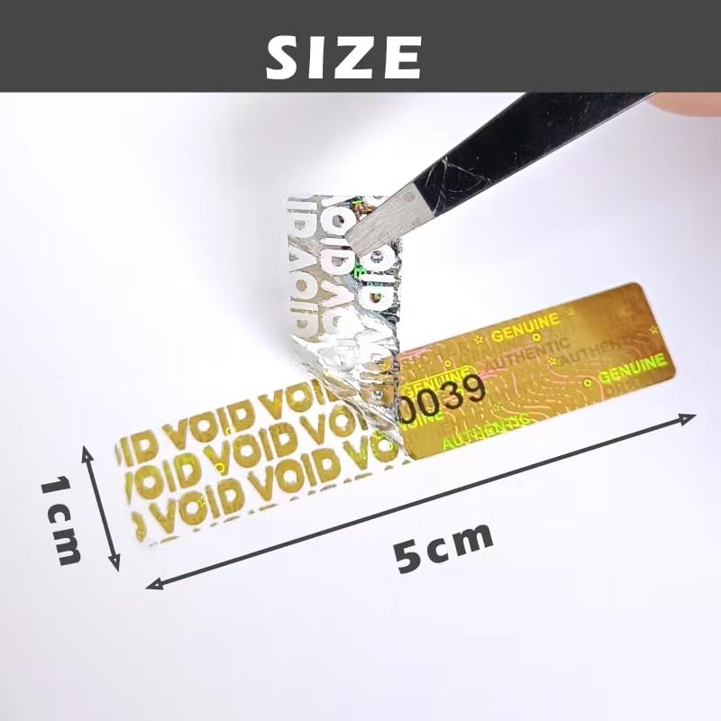 2x0.4inch Hologram Seal Sticker ，Tamper evident Holographic Label，Security Warranty Void Stickers with Serial Number（320pcs，Gold）…