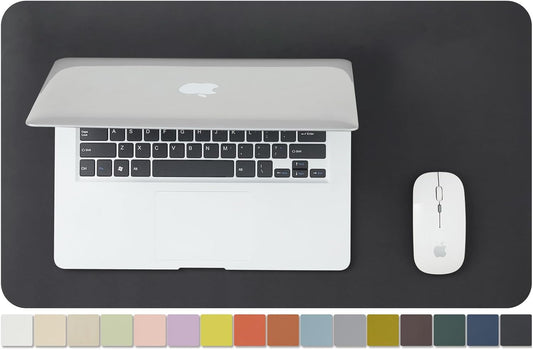 Leather Desk Mat - Small Non-Slip PU Desk Pad for Office and Home - Desk Organization and Accessories - Ideal for Large Mouse Pad and Small Desk Mats on Top of Desks (Black,23.6"x 13.8")