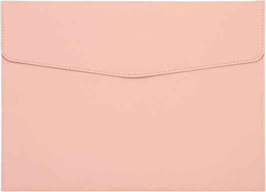 PATIKIL PU Leather A4 File Folder, Document Holder Filing Organizer Portfolio Envelope Folder Case with Snap Closure for Letter Receipt Style 2, Pink