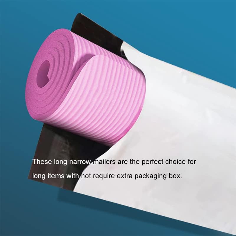 100 Pack 8x30 Inches Long Poly Mailers, Long Padded Shipping Bags White Envelopes Packaging for Unique Narrow Items Mailing