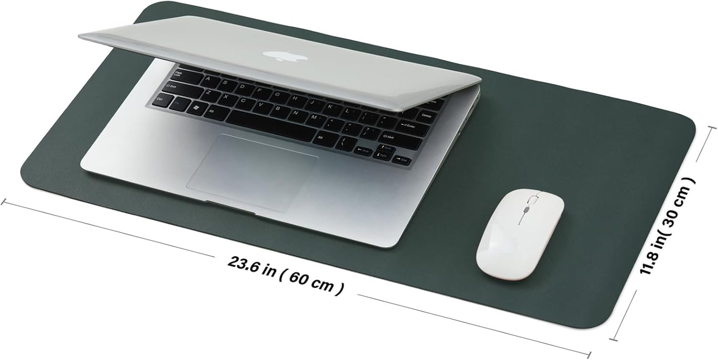 Compact Leather Desk Mat - Small Non-Slip PU Desk Pad for Office and Home - Desk Organization and Accessories - Ideal for Large Mouse Pad and Small Desk Mats on Top of Desks (Dark Green,23.6"x 11.8")
