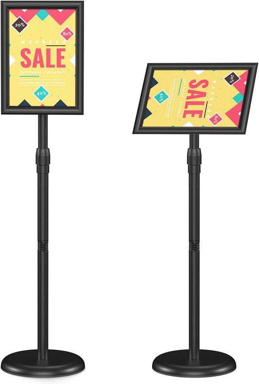 Relx Sign Holder Stand 8.5x11 inch - Adjustable Floor Standing Sign Holder - Signage Stand with Snap-Open Frame Display for Malls,Schools,Restaurants