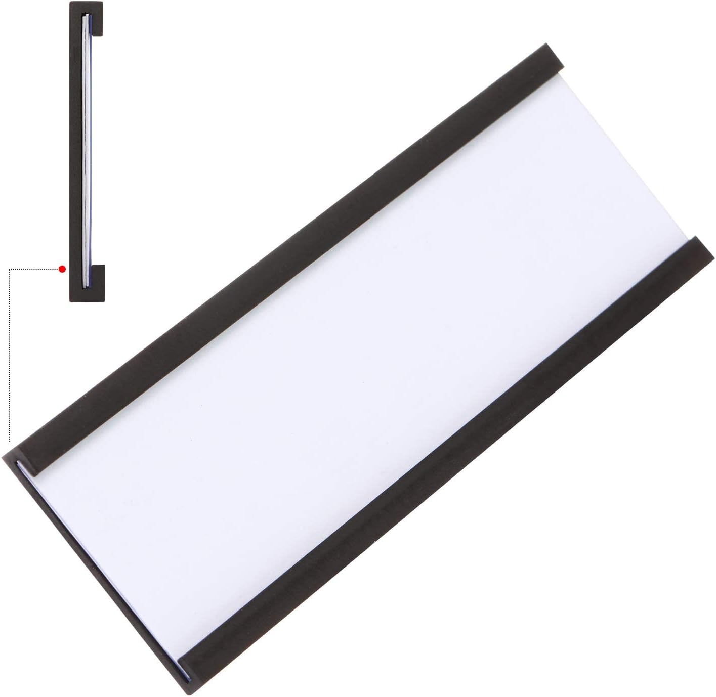 C Channel Magentic Label Holders 0.5x2 Inch with Paper Inserts and Clear Plastic Protectors,Magnetic Data Card Holders File Cabinet Labels,Pack of 50