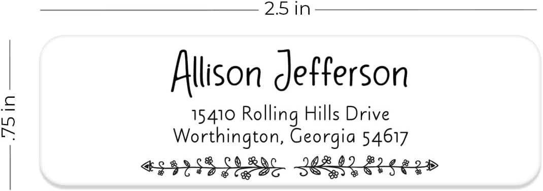 Black and White Botanical Rolled Address Labels / 250 Personalized Return Address Labels/Designer Address Stickers in Elegant Plastic Dispenser