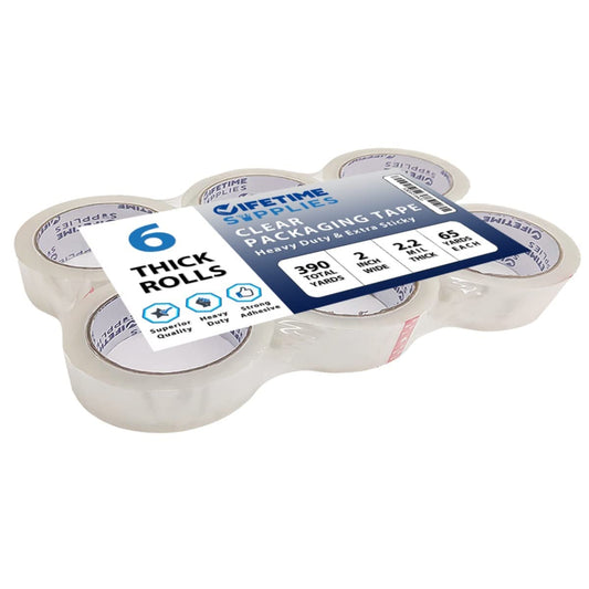 6 Rolls [Upgraded] Clear Premium Packing Tape, 65 Yards, 2.2 mil, Heavy Duty Packaging Tape for Shipping, Moving, Sealing - Stronger & Thicker