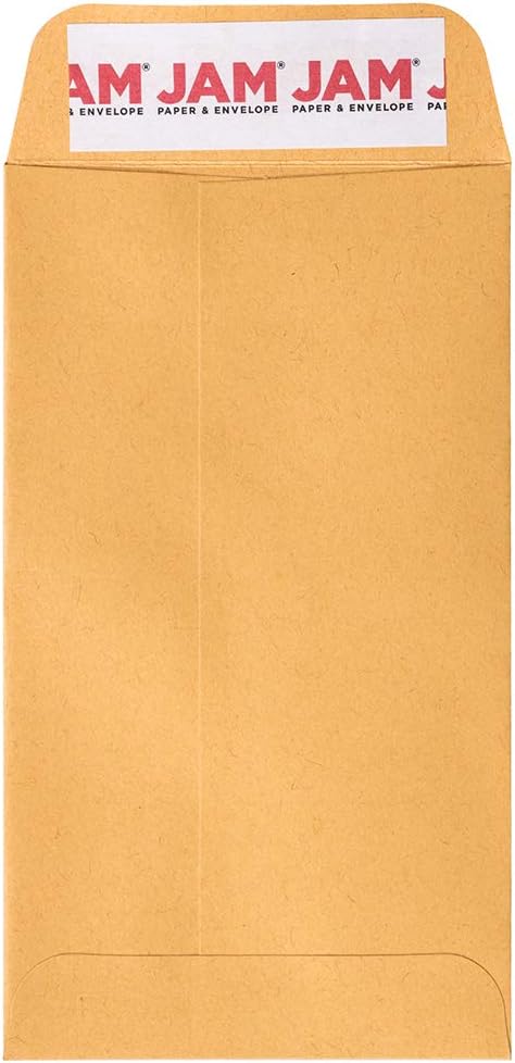JAM PAPER #5.5 Coin Business Envelopes with Peel and Seal Closure - 3 1/8 x 5 1/2 - Brown Kraft Manila - 50/Pack