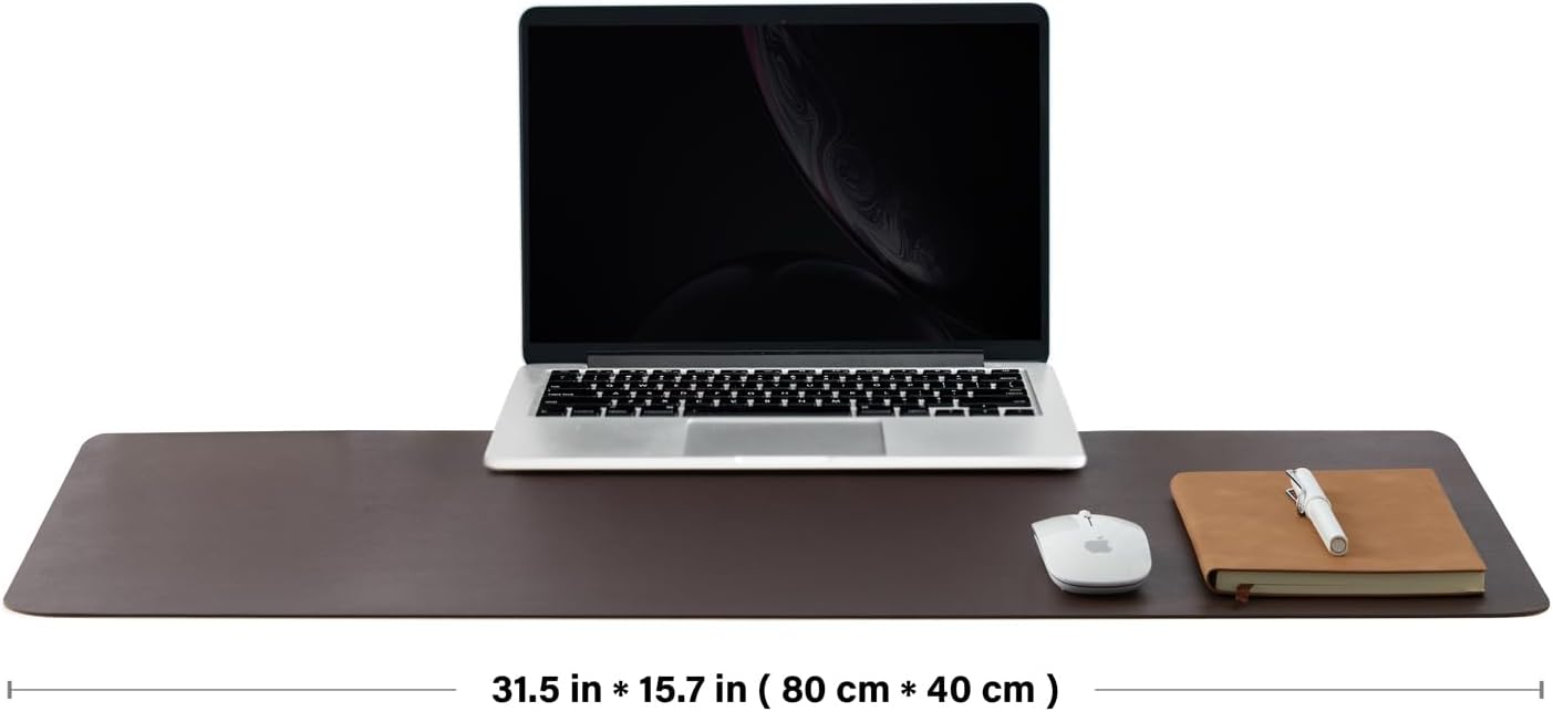 Leather Desk Mat - Non-Slip PU Desk Pad for Office and Home - Desk Organization and Accessories - Ideal for Large Mouse Pad and Desk Mats on Top of Desks (Coffee,31.5"x 15.7")