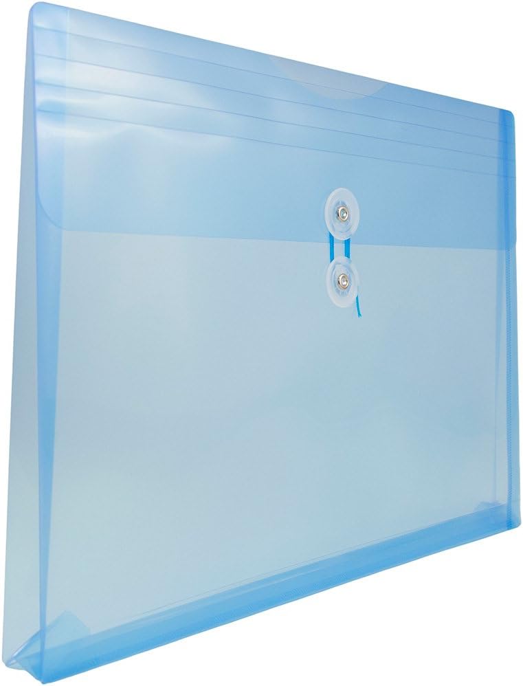 JAM PAPER Plastic Envelopes with Button & String Tie Closure - Letter Booklet - 9 3/4 x 13 - Blue - 12/Pack