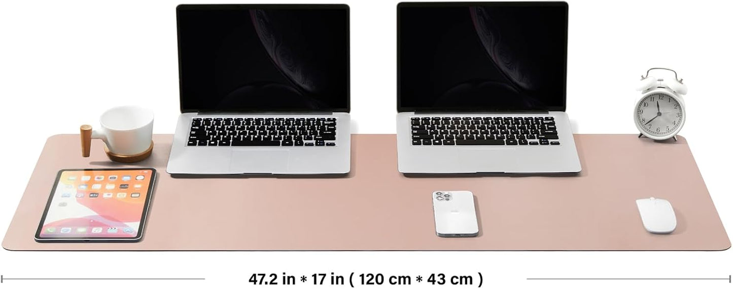 Large Desk Mat - 47.2"x 17" Non-Slip PU Desk Pad for Office and Home - Ideal for Large Mouse Pad and Desk Mats on Top of Desks(Pink)