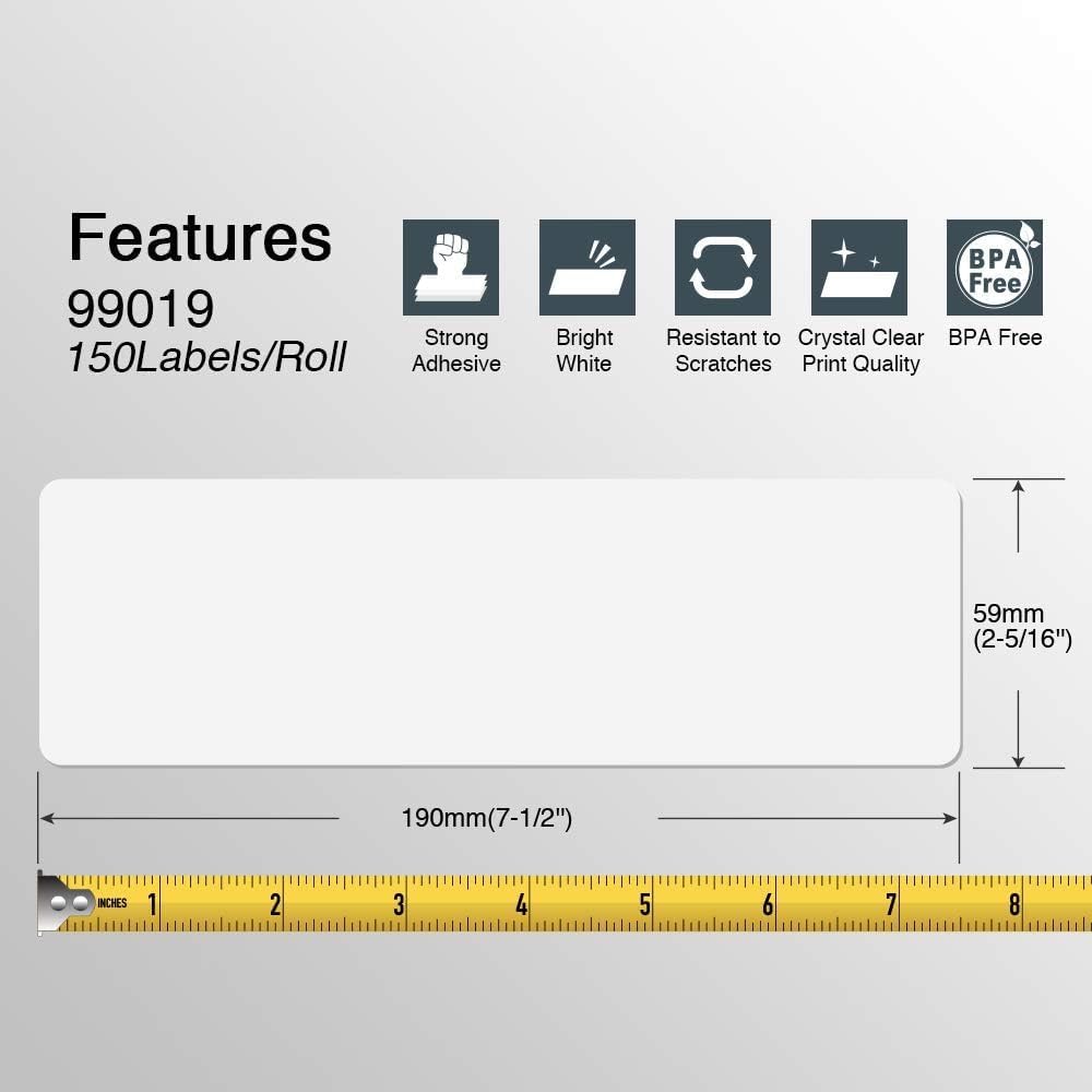 BETCKEY - Compatible DYMO 99019 (2-5/16" x 7-1/2") Large Lever Arch File Labels, Compatible with DYMO Labelwriter 450, 4XL, NOT Fit 550 & 5XL [2 Rolls/300 Labels]