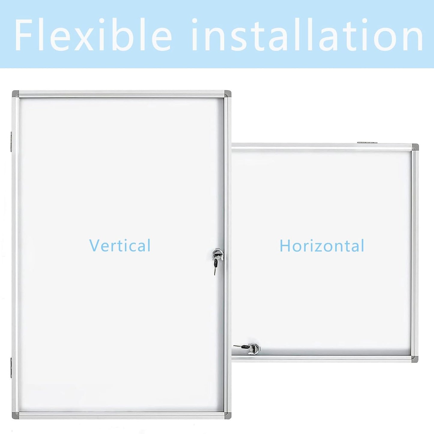 Lockable Dry Erase Board 36x24 Inches Enclosed Bulletin Boards White Board Frame Display Case,with Magnets,for School Message Notice Whiteboard (White Board)