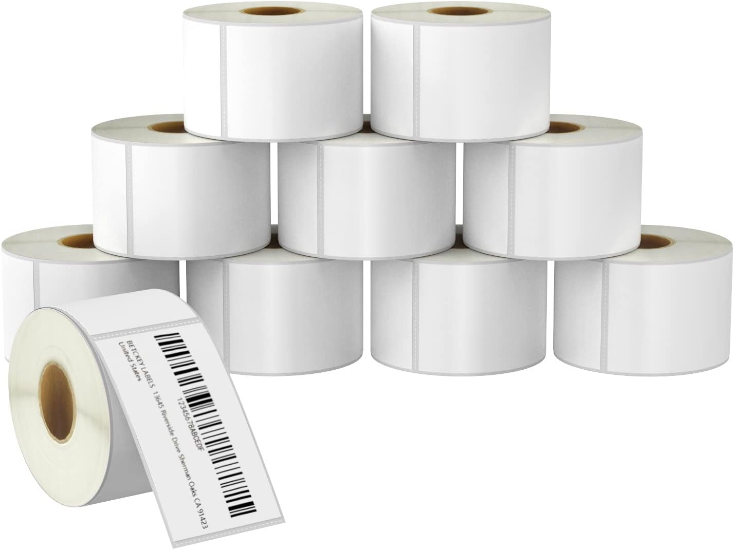 BETCKEY - 2.25" x 4" (57 mm x 102 mm) Multipurpose & Shipping Labels Compatible with Zebra & Rollo Label Printer,Premium Adhesive & Perforated [10 Rolls, 3500 Labels]