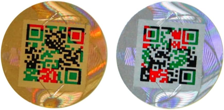Holographic Anti-Counterfeit QR Code Labels 15 * 15mm Tamper Proof Original Genuine Security Tag Package Round Authentic Self-Adhesive Label QR Code Stickers (Silver)