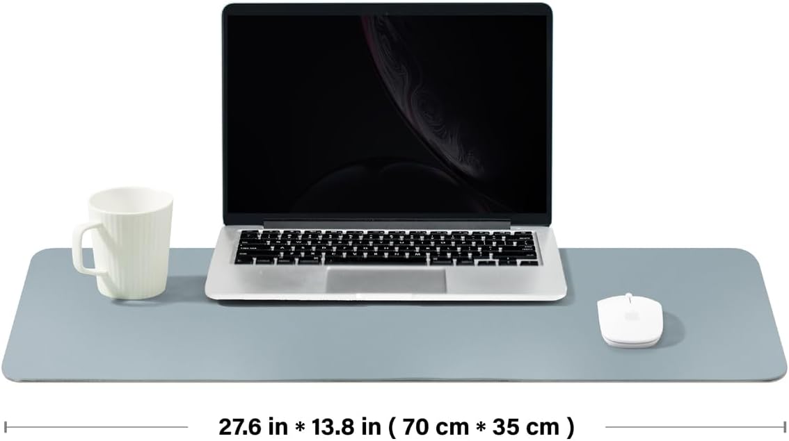 Leather Desk Mat - Non-Slip PU Desk Pad for Office and Home - Desk Organization and Accessories - Ideal for Large Mouse Pad and Desk Mats on Top of Desks (Light Blue,27.6"x 13.8")