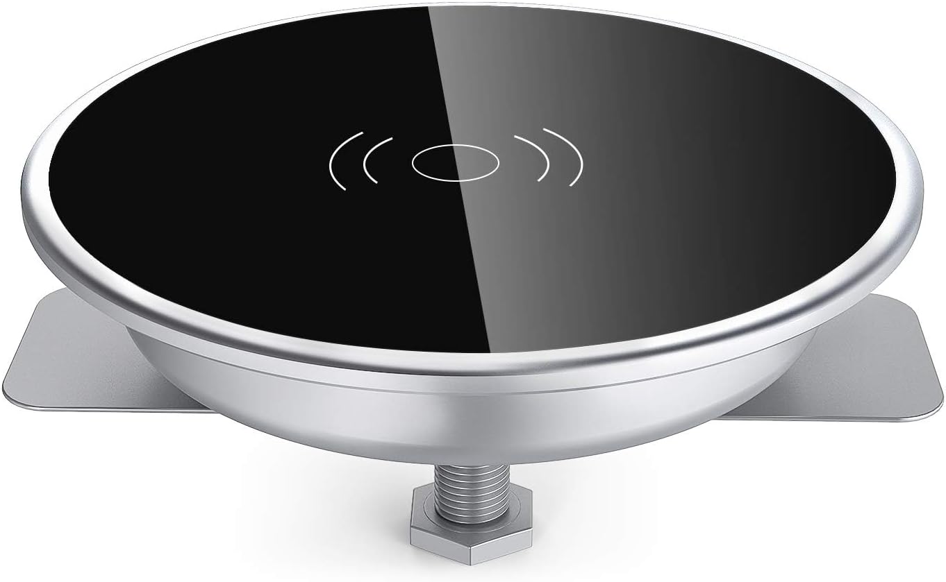 i.VALUX Desk Wireless Charger, 15W Fast Charging Pad for iPhone 17/16/15/14/13/12/11/Pro/Xs Max/XR/AirPods/Samsung Galaxy 10/S10+/S9,Hidden Embed in Furniture Desk Grommet Hole Qi Charger Station