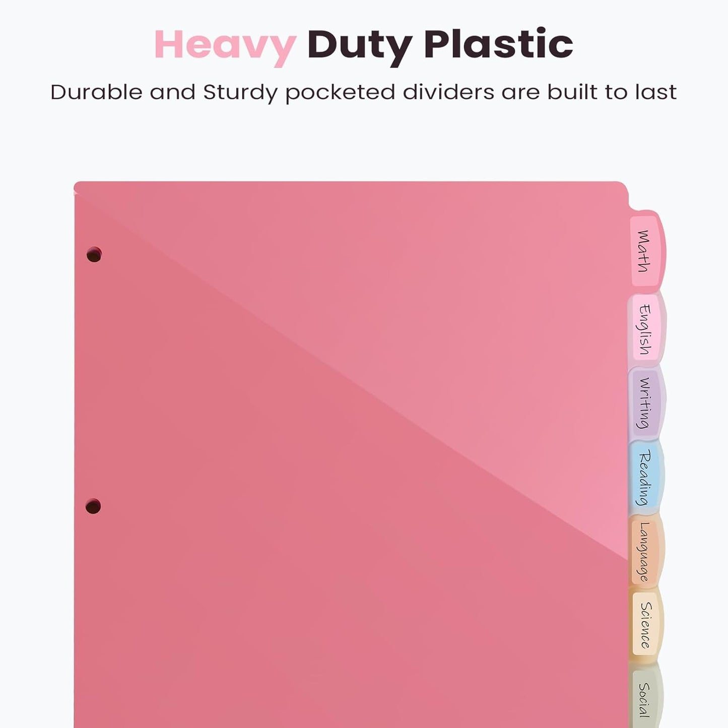 Sooez 24 Count Dividers with 2 Pockets, 8 Tabs Binder Dividers for 3 Ring Binders, Binder Dividers with tabs, Binder Divider with Pockets for US Letter Size, Insertable Big Tabs, Pastels, 3 Sets