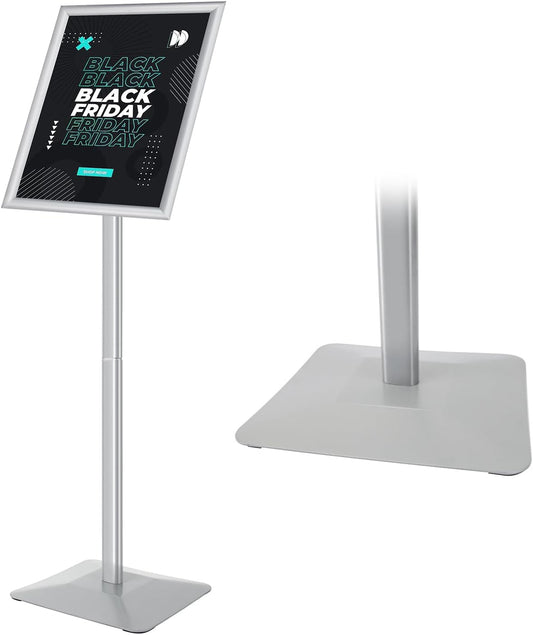 Sign Stand for Display, 11lbs Integrated Rod Heavy Duty Pedestal Floor Signage Stand Holder, for Outdoor or Indoor Advertising (11 x 17, Silver)