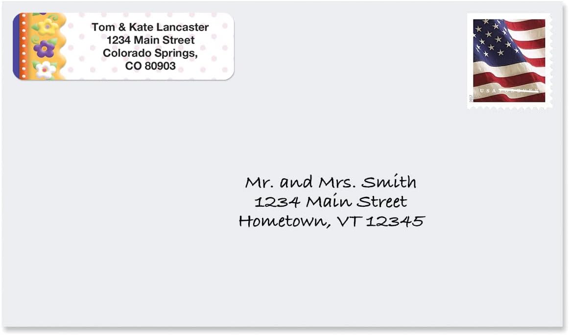 Colorful Images Frosting Flowers Rolled Personalized Return Address Mailing Labels with Dispenser, Customize with Name & Shipping Address, 250 ¾” x 2½” Self Adhesive, Easy Peel Label Roll