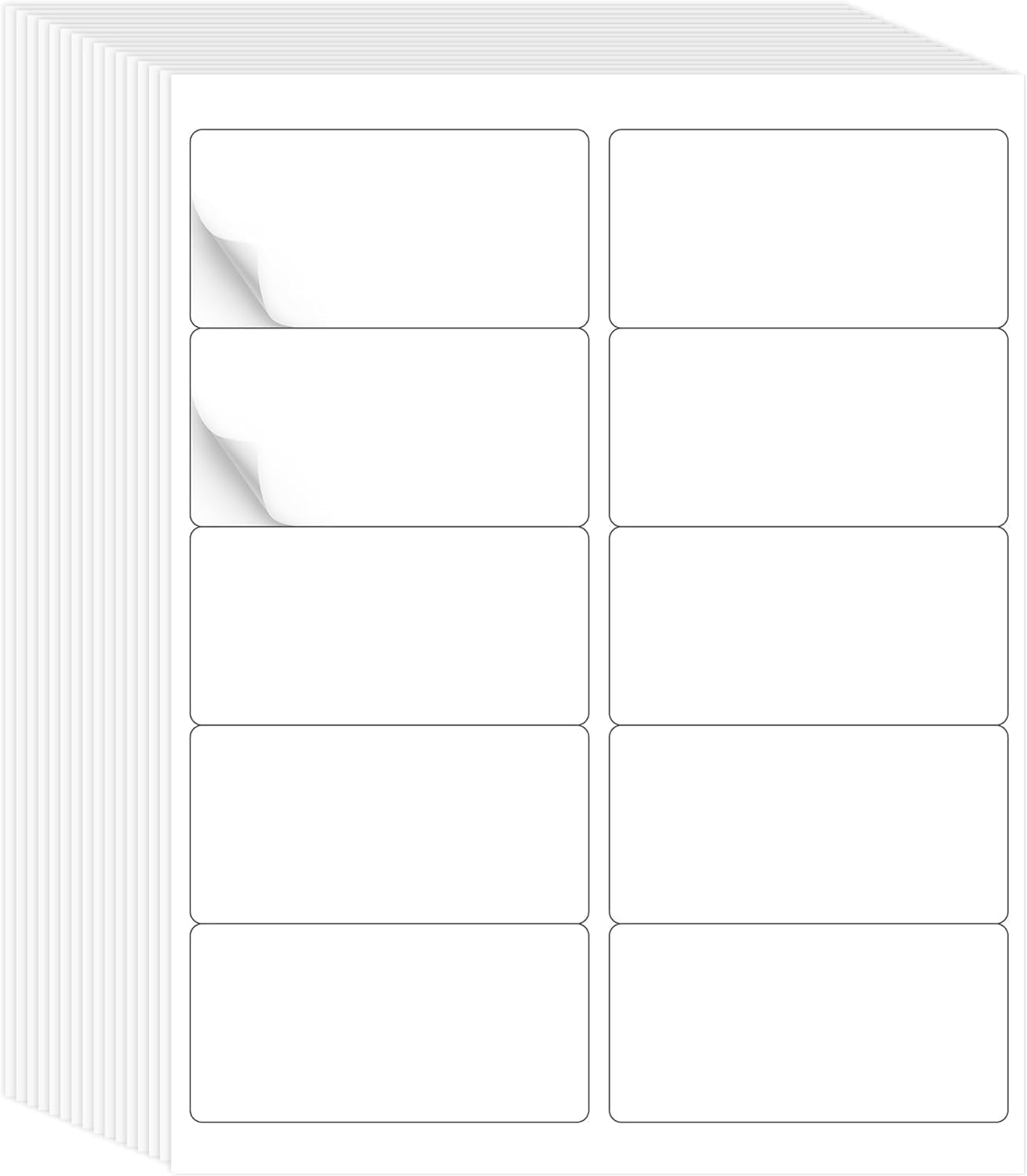 L LIKED 2" x 4" Label Stickers, Printable White 500 Sheets for Laser/Inkjet Printing - Matte White, 10 per Sheets (5000 PCS Labels)