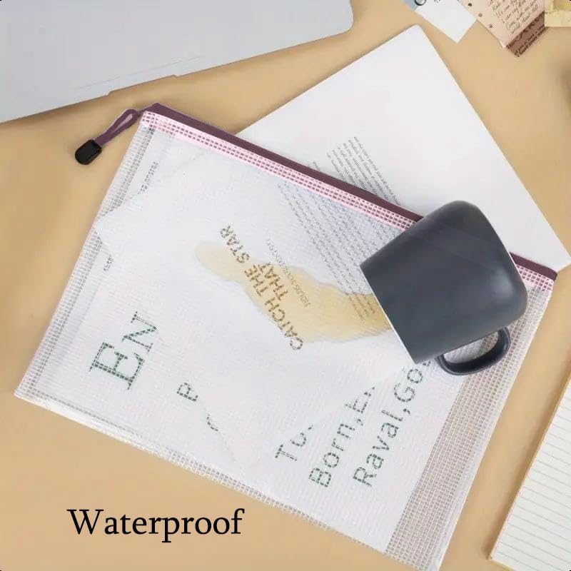 Mesh Zipper Pouch Bag,B5 Zipper Bag for Organizing Storage, Waterproof Zipper Pouch, 8" x 11"/21cm x 30cm, File Bag for School and Office Supplies (Pink)