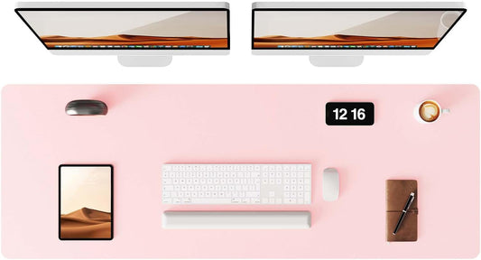 YSAGi Leather Desk Pad Protector, Office Desk Mat, Large Mouse Pad, Non-Slip PU Leather Desk Blotter, Laptop Desk Pad, Waterproof Desk Writing Pad for Office and Home (Light Pink, 47" x 17")