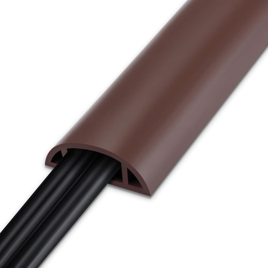 8.5FT Cord Covers - Brown Floor Cable Cover, Flexible Extension Cord Cover for Wires, Wire Cover Channel Diameter: 0.7" (W) x 0.4" (H)