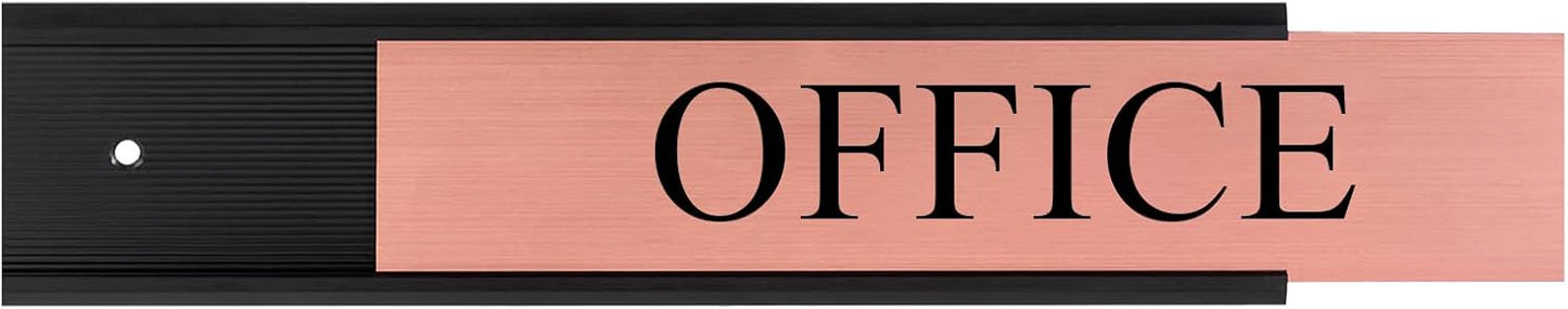 5 Pack Aluminum Wall or Door Name Plate Holder, Wall Mount Office Door Sign Holder with Double Sided Tape, for Business Department, Meeting Room, Room Number (Black, 2" x 8")