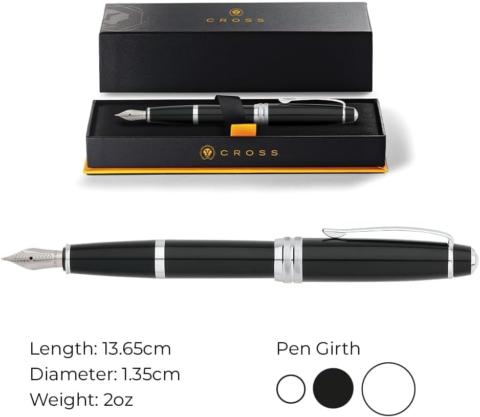 Cross Bailey Refillable Fountain Presented in a Premium Gift Box - Medium Point, Black Ink, Black