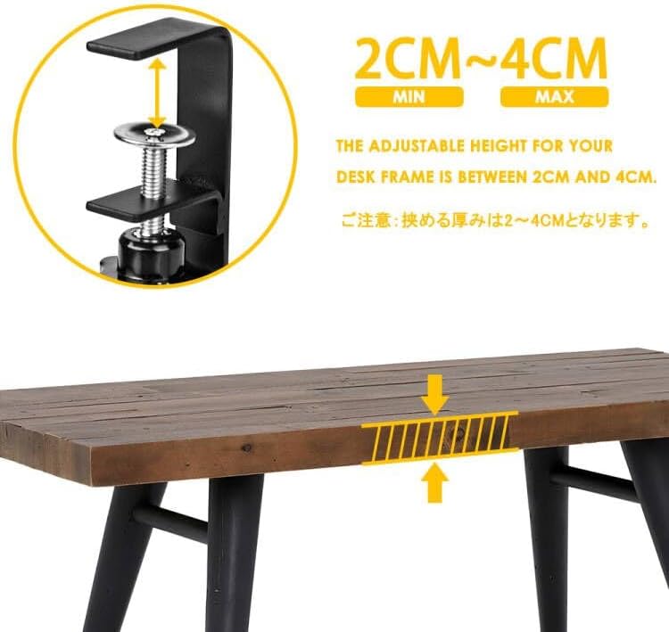 Under Desk Cable Management Trays 2 Pack, 16" Clamp Mounted Cord Organizer Holder Wire Organization No Drill Holes Needed for Computer Home Office Standing Tables to Conceal Power Strips
