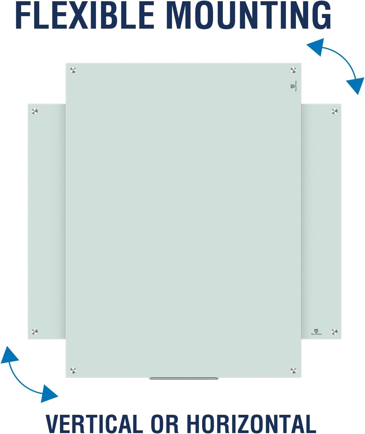 TSJ OFFICE Glass Dry-Erase Board - 48 x 30 Inches Wall Mounted Magnetic Whiteboard, Large Frameless Glass White Board for Office, Home & School