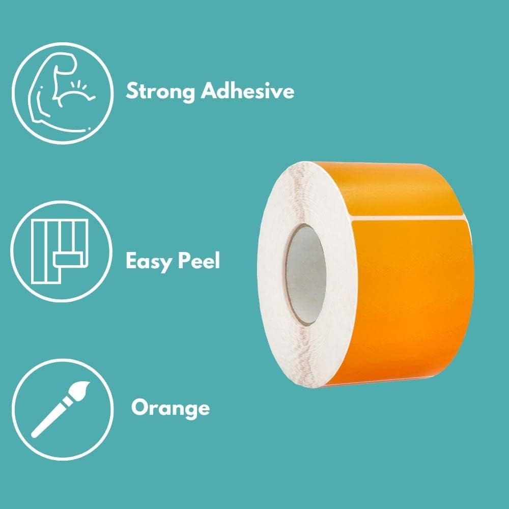 PSBM Thermal Transfer Labels, Orange, 4x6 Inch, 4 Rolls, 1000 Labels/Roll, 3 Inch Core, Perforated, Must Have Thermal Ribbon (Not Included)