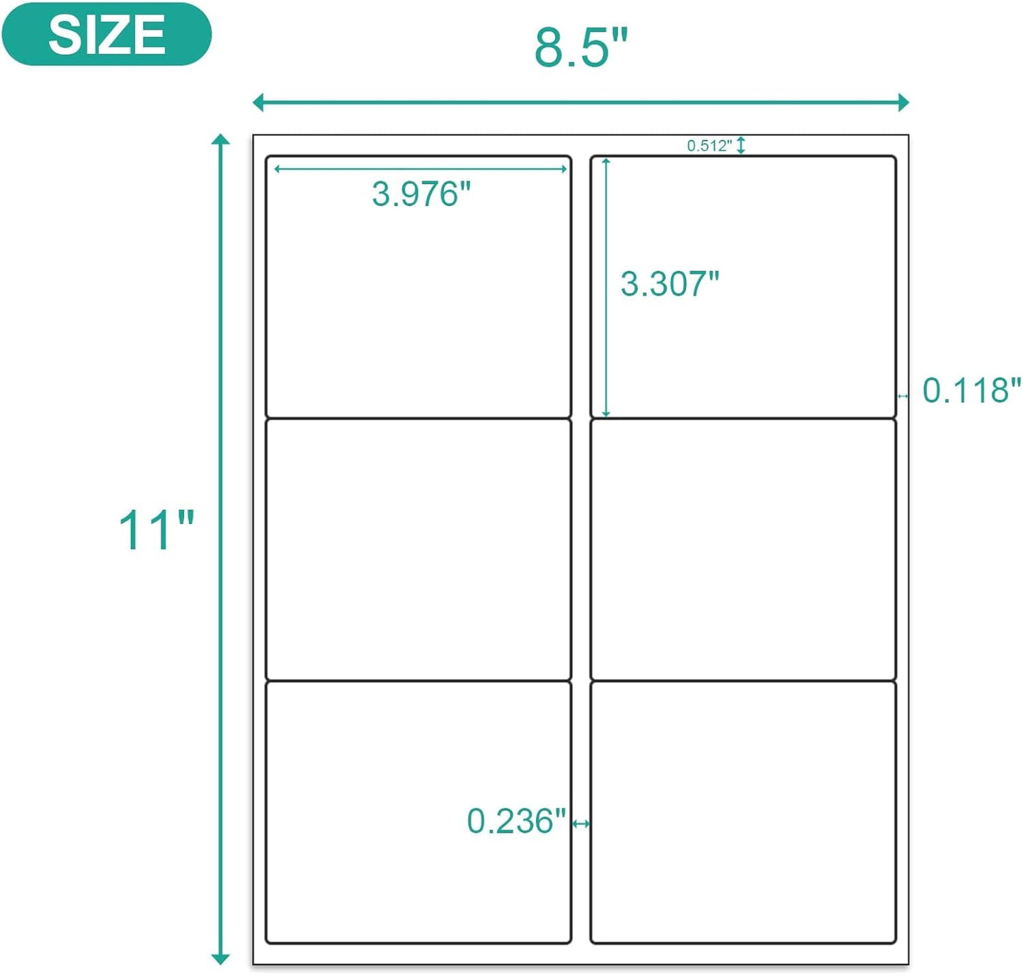 MFLABEL 3¾ "" x 4 "" Shipping Address Labels - FBA Ready, 6-Up Sticker, White, Easy Peel, Laser/Ink Jet, 6 Per Page (21000 Labels, 3500 Sheets)