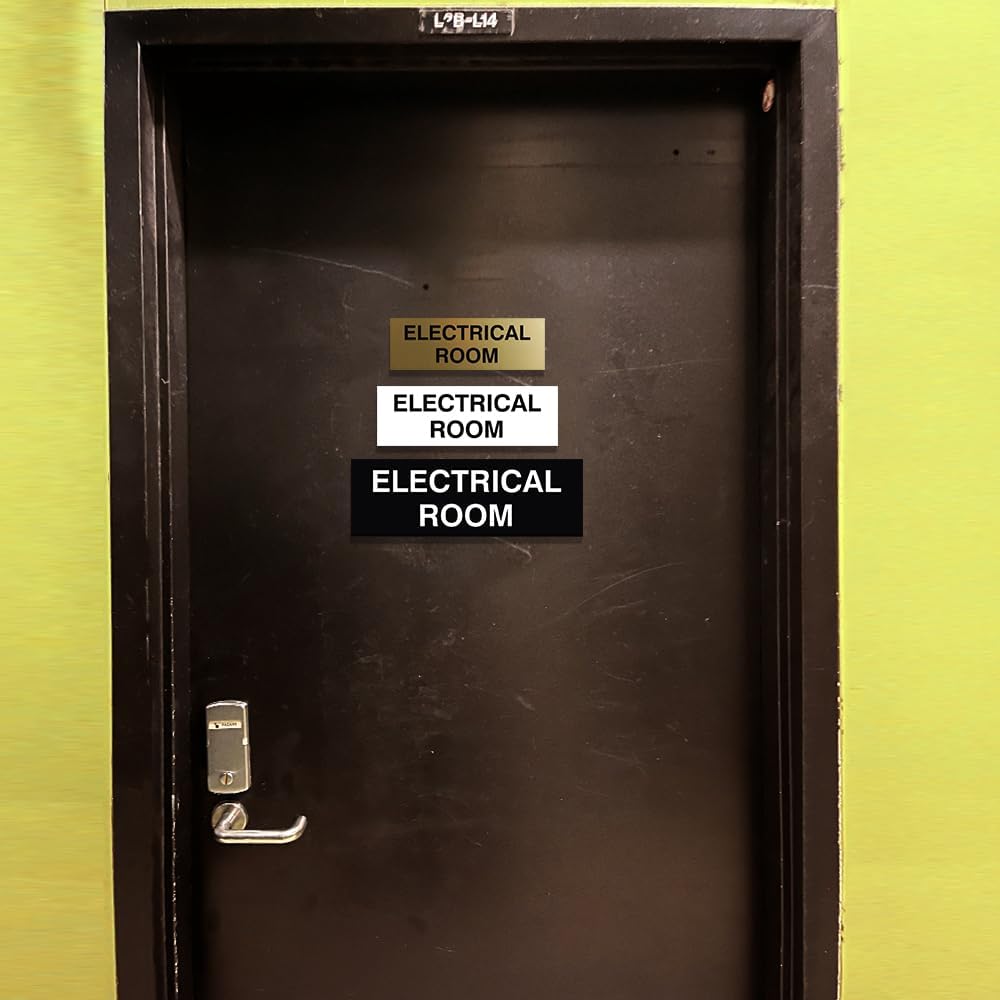 All Quality Basic Electrical Room Door/Wall Sign | Durable Construction | Building Safety - Black/Gold - Large (1 Pack)