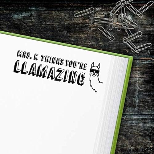 Custom Self-Inking Teacher Stamps | 49 Designs | Fun Teacher Phrases | Grading Made Easy | Classroom, Teacher and Library Book Stamps (Llamazing, Large)