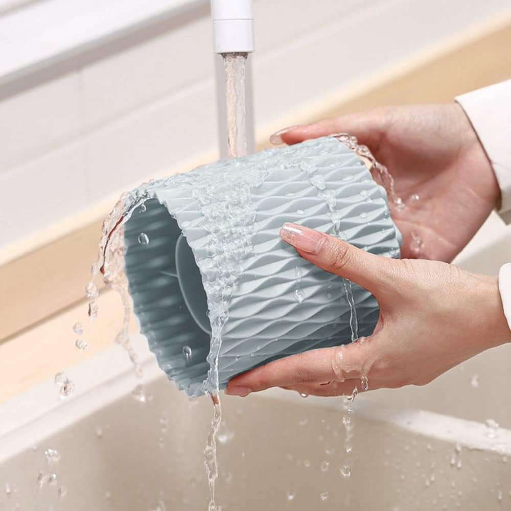 OWLFAVO Rotate Desk Organizer, Spinning Pen Holder Stationery, 360-Degree Pencil Accessories Storage Caddy Tray for College, Home, Office, Makeup Brush, 5 Compartments, Blue