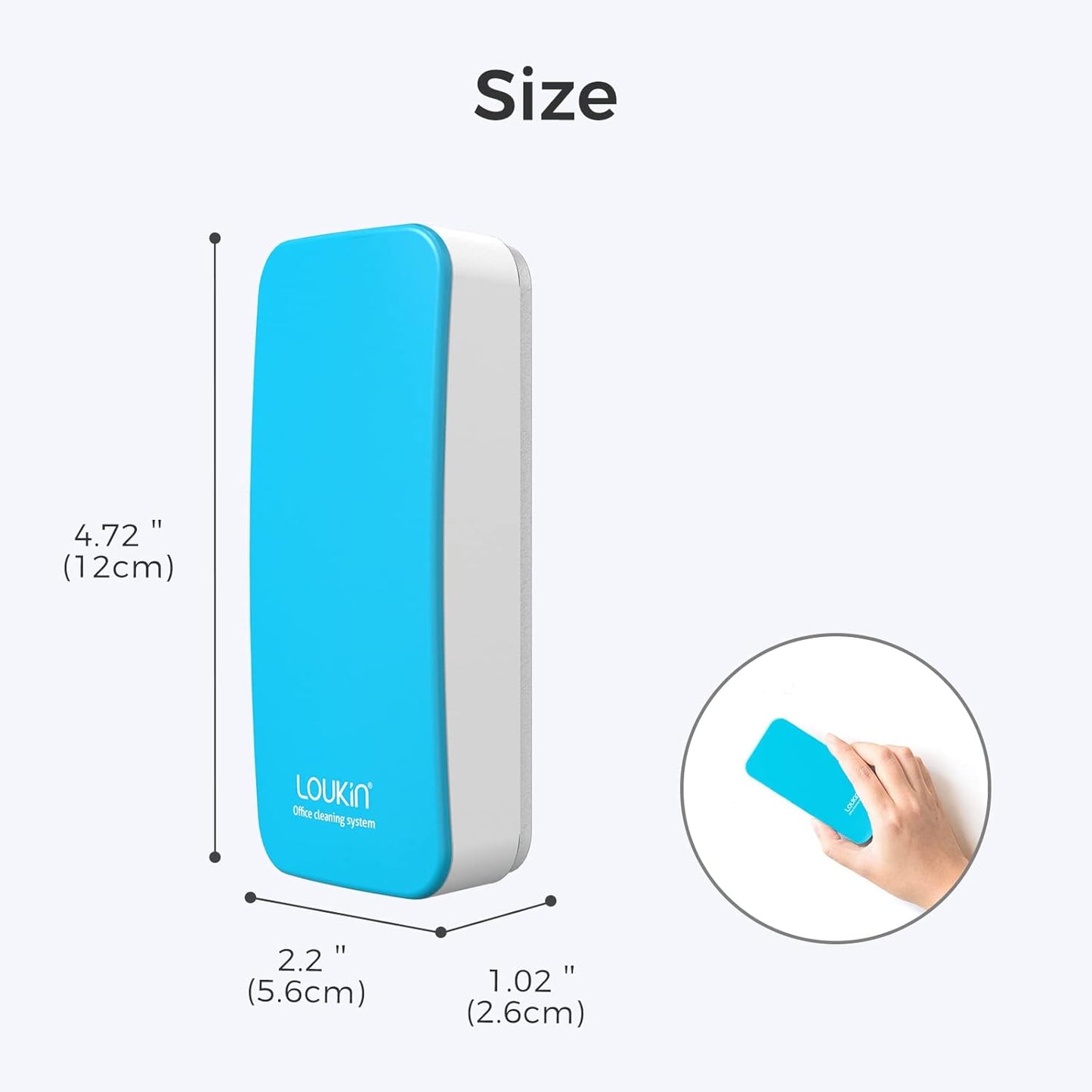 loukin Magnetic Dry Erase Eraser, Whiteboard Eraser, Glass Board Remover, 3.4 fl oz Whiteboard Cleaner Included, for Classroom, Home and Office Use (Blue)